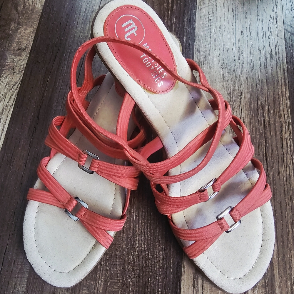 Coral Stretchy Strappy Comfort Sandals